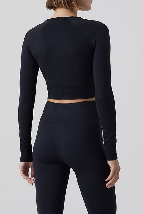 WOMEN CROPPED RAGLAN LONGSLEEVE T-SHIRTS BLACK 2