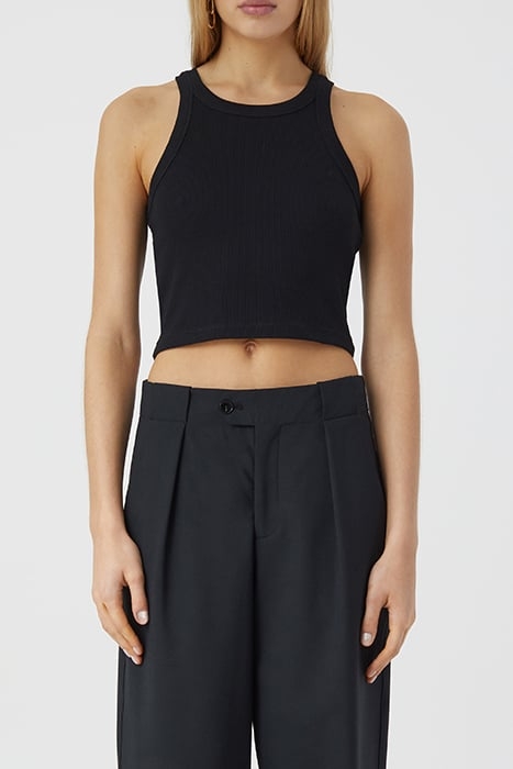 WOMEN CROPPED TANK TOP T-SHIRTS BLACK 1