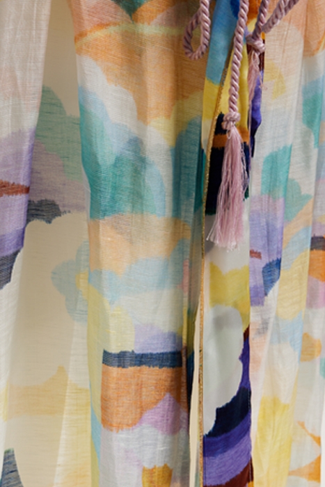 "UP ABOVE THE SKY" PRINT LINEN SILK GAUZE GAWN MORNING 3