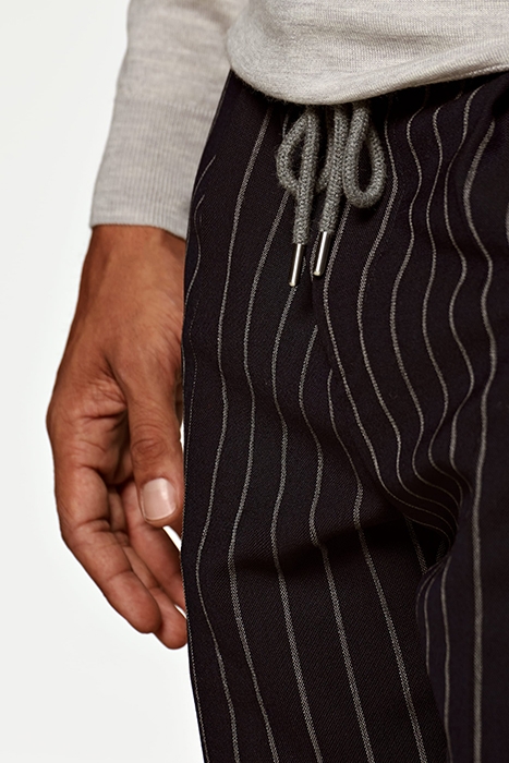 NAVY STRIPED DRAWSTRING AMES TROUSERS 6