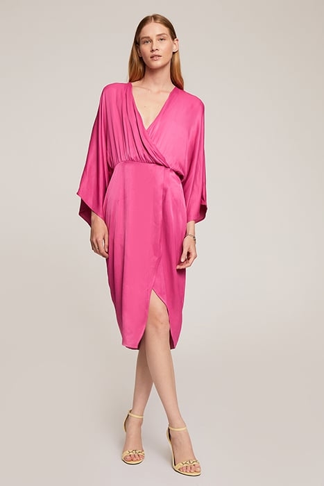 KIMONO DRESS IN VISCOSE SATIN FUXIA 3