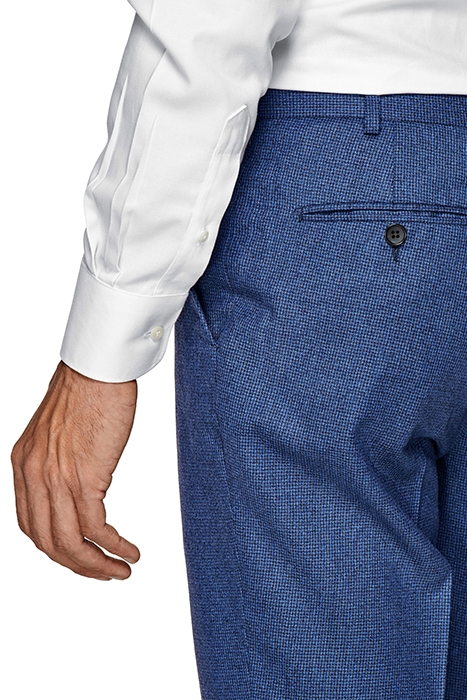 MID BLUE HOUNDSTOOTH THREE-PIECE LAZIO SUIT 8