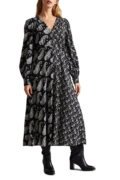 BAYLEI ROULEAU MIDI TEA DRESS BLACK 1