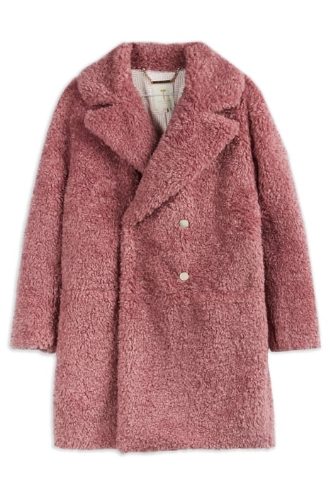 KAYYTI FAUX FUR COCOON COAT WITH WIDE COLLAR PINK 4