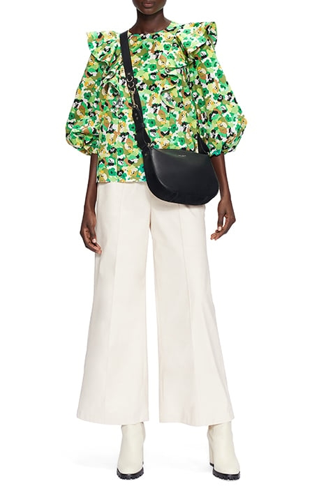 GIGIE PRINTED FRILL SHOULDER BALLOON SLEEVE TOP BRT-GREEN 3