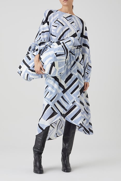 GATHERED DRESS GALAXY BLUE 1