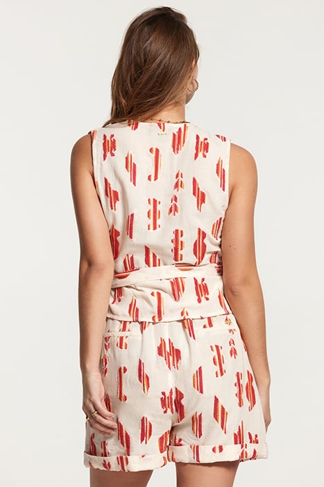 BALI WRAP TOP MADAGASKAR JACQUARD JET STREAM WHITE 2