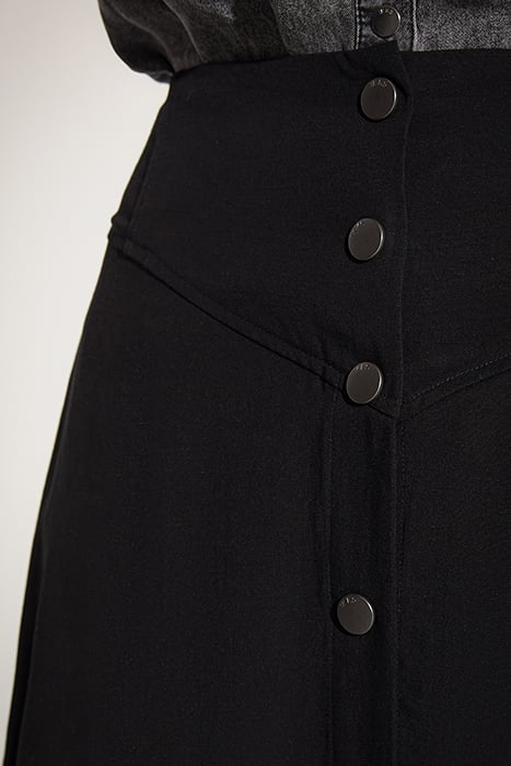 BLACK TENCEL AND LINEN BUTTONED-FRONT MIDI SKIRT 5