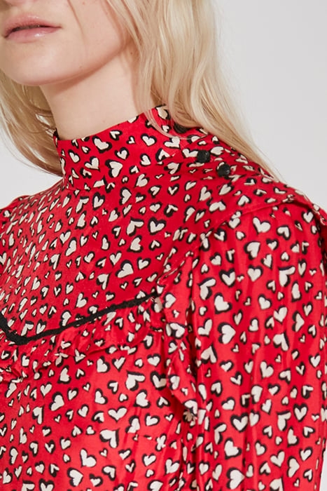 HEART PRINT SHORT DRESS WITH RUFFLES AND LACE 4