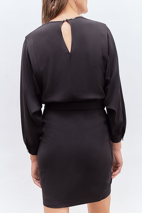 BLACK VISCOSE PURE EDITION DRESS WITH WRAP SKIRT 2