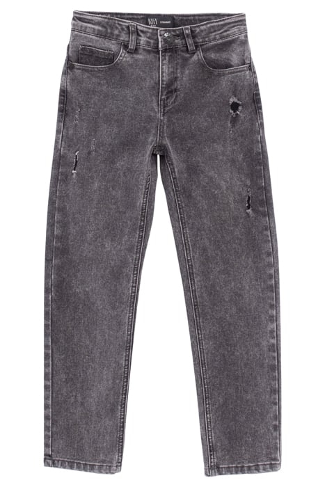 BOYS’ MEDIUM GREY RELAXED JEANS WITH PLACED WORN PATCHES MED 1