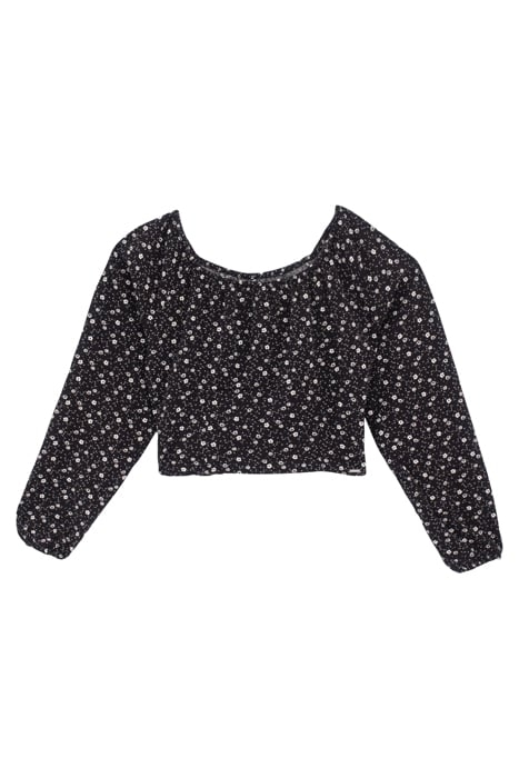 GIRLS’ BLACK FLORAL PRINT CROPPED BLOUSE BLACK 1