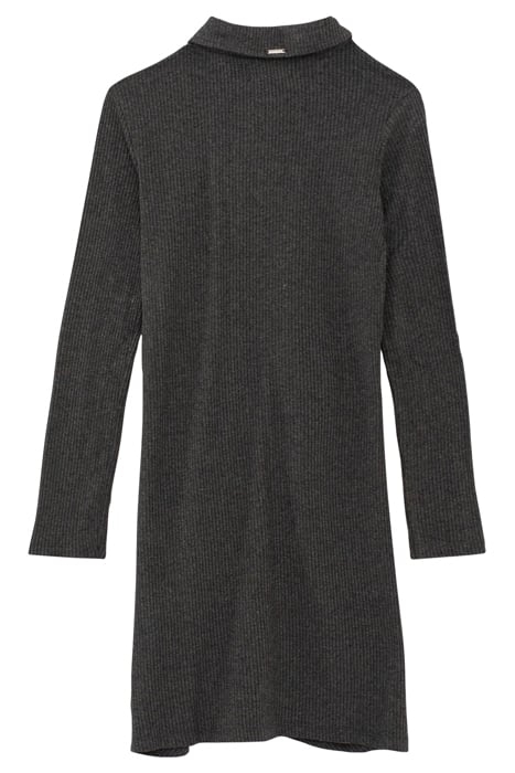 GIRLS’ GREY RIBBED SHIRT DRESS ANTHRACITE MOTTLED GREY 2