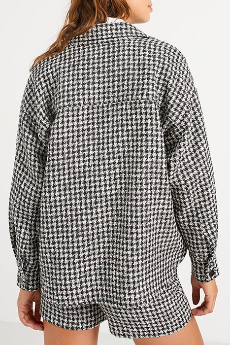 BLACK HOUNDSTOOTH MOTIF WOOL OVERSHIRT 2
