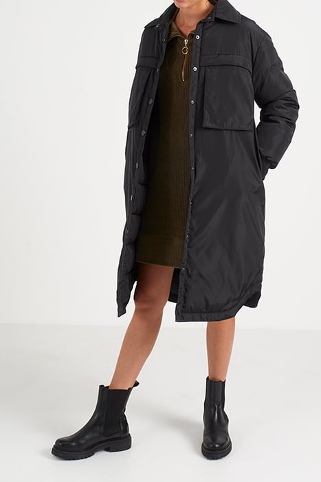 BLACK LONG PADDED JACKET WITH XL POCKETS 3