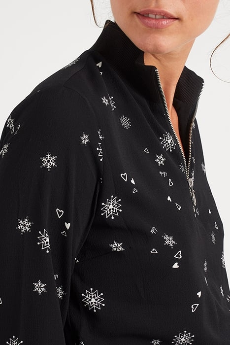 BLACK SNOWFLAKE PRINT DRESS 5