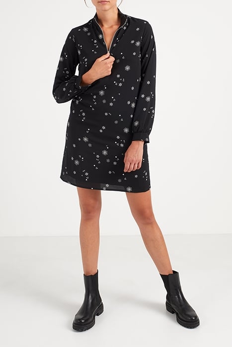 BLACK SNOWFLAKE PRINT DRESS 1