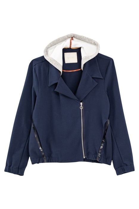 NAVY BIKER-STYLE JACKET WITH DETACHABLE HOOD 1