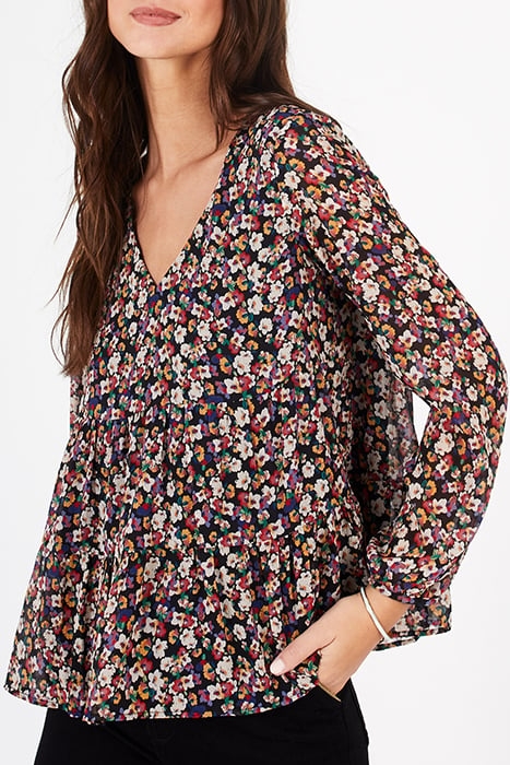 BLACK FLOWER POWER PRINT BLOUSE 1
