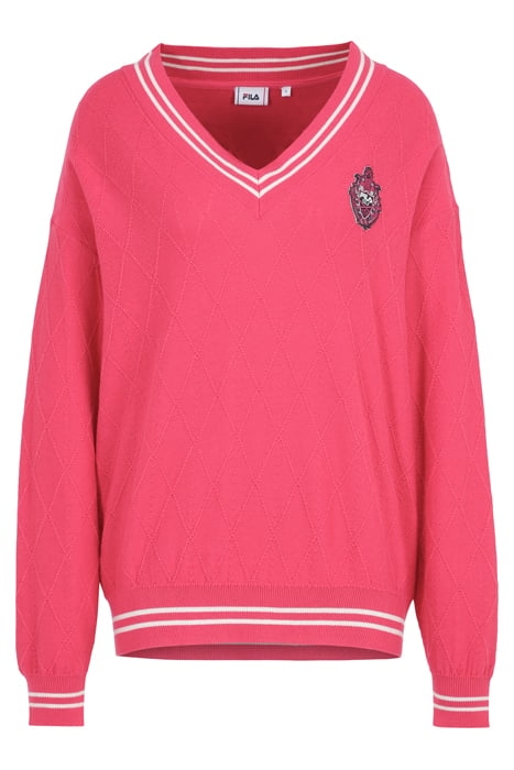 TELLING KNITTED V-NECK SWEATER CARMINE 1