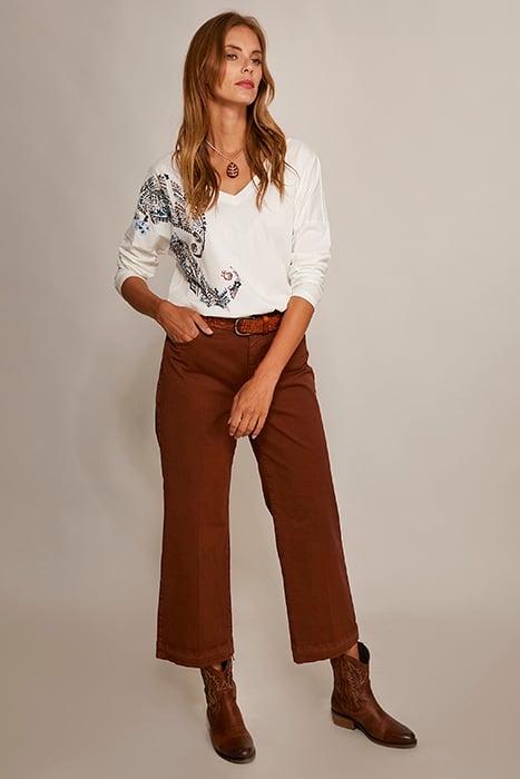 V-NECK LOOSE TEE LS + DECO WHITE 4