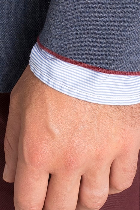 LUX DENIM CLR CF LS PIQ BLUE 6