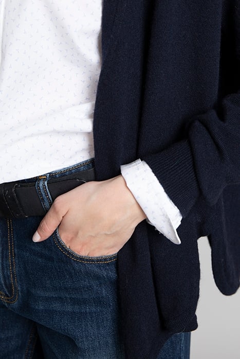 V-NECK CARDI ROUNDED BOTTOM LS BLUE 3