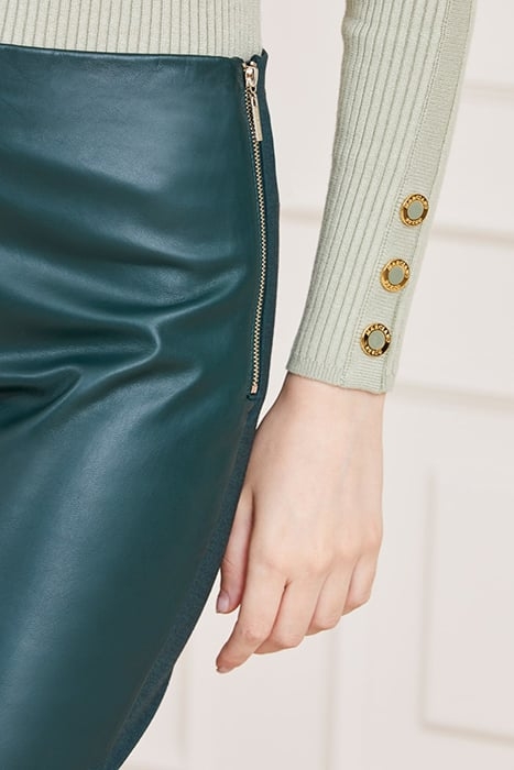 HIGH WAIST COY LEGGI CHENILLE LEATHER PANT GREEN 4