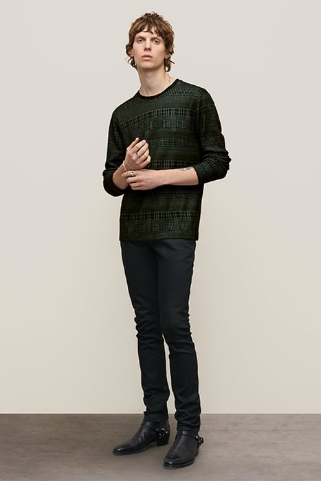 READE LS PATTERN MIX CREW WITH COLD DYE DARK MOSS 3