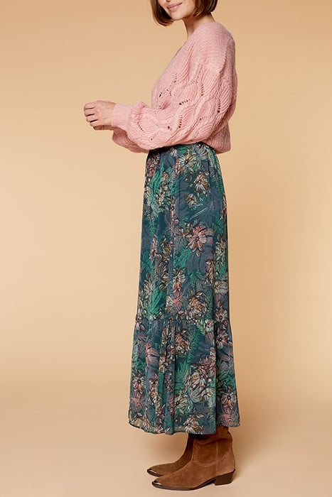 JADE - SKIRT WITH FLORAL MAXI PRINT CHLOROPHYLL 3