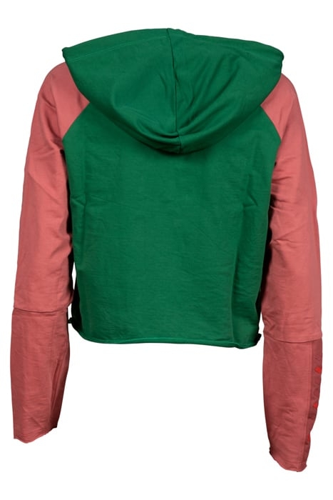W CROP HOODIE SWEAT TEAM DEEP GREEN RUST 2