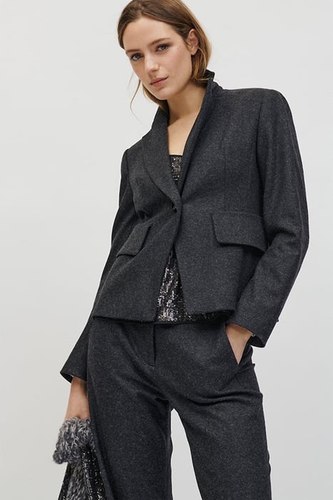 BLAZER AUS FLANELL-JERSEY GREENISH GREY 1