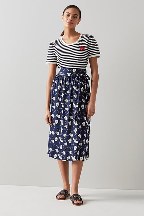 VALERIE MIDI SKIRT NAVY/CREAM 2