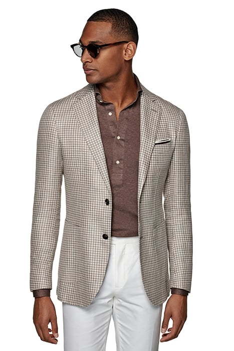 LIGHT BROWN HOUNDSTOOTH HAVANA BLAZER 1