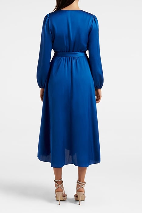 MARILYN SATIN WRAP MIDI DRESS SAPPHIRE BLUE 2