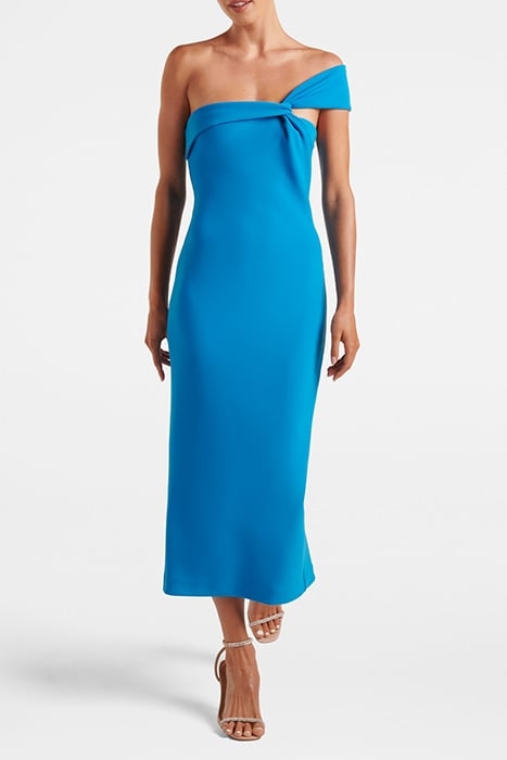 HAYLEE ASYMM NECK BODYCON MIDI BRILLIANT BLUE 1