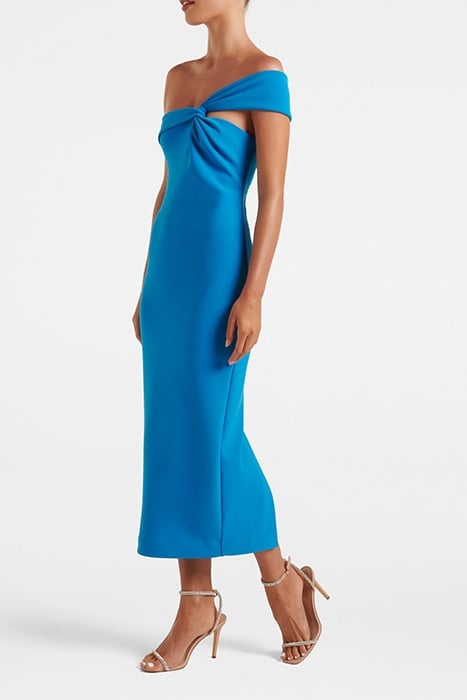 HAYLEE ASYMM NECK BODYCON MIDI BRILLIANT BLUE 3