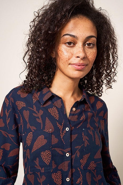 EMILIA ORGANIC COTTON SHIRT NAVY PRINT 4