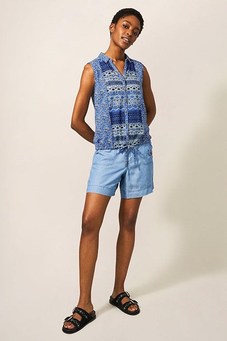 FLOWING GRAES JERSEY SHIRT BLUE PRINTED 1