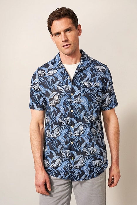 PALM LEAF PRINTED SS SHIRT DARK NAVY 1