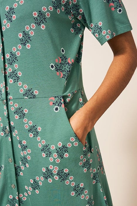 RUA JERSEY SHIRT DRESS TEAL MULTI 3