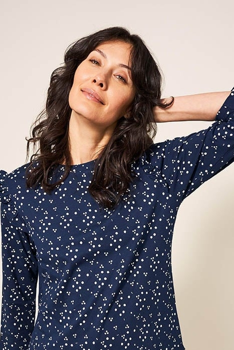 RUFFLE TEE NAVY MULTI 3