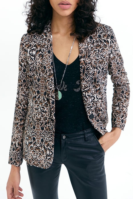 BROWN ARABESQUE PRINT SUIT JACKET 1