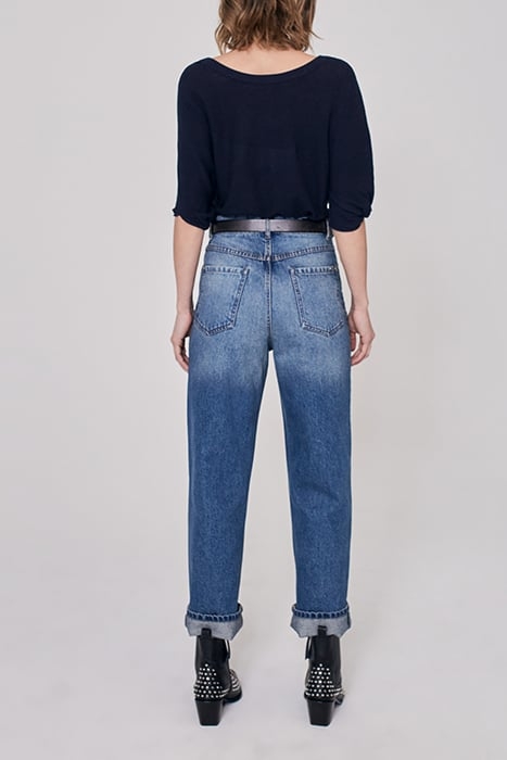 NAVY KNIT FRONT/BACK SWEATER, BUTTONED BACK 2