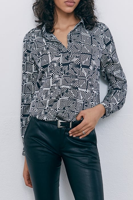 BLACK OPTIC CHECKERBOARD PRINT SHIRT 1
