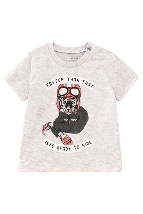 BABY BOYS’ GREY BIKER-TIGER IMAGE ORGANIC T-SHIRT 1