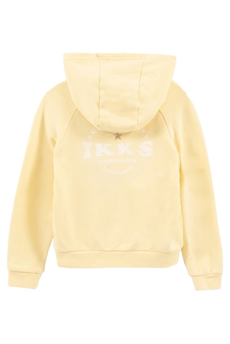 GIRLS’ YELLOW HOODED CARDIGAN WITH PRINT ON BACK 2