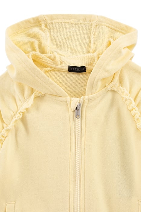 GIRLS’ YELLOW HOODED CARDIGAN WITH PRINT ON BACK 3