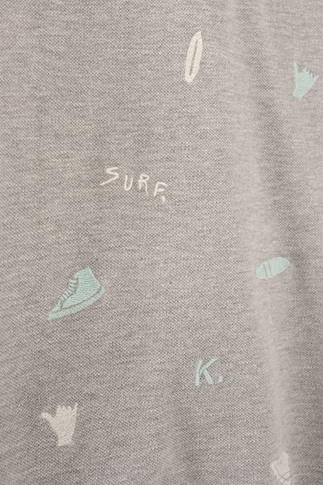 BOYS’ GREY MARL ALL-OVER EMBROIDERY POLO SHIRT 5