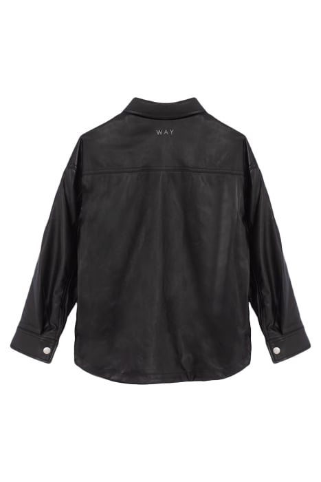 GIRLS’ BLACK OVERSHIRT IN SYNTHETIC FABRIC 2